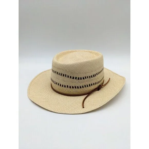 RAG & BONE Cora straw women's boater panama hat -Natural/Tan - SMALL